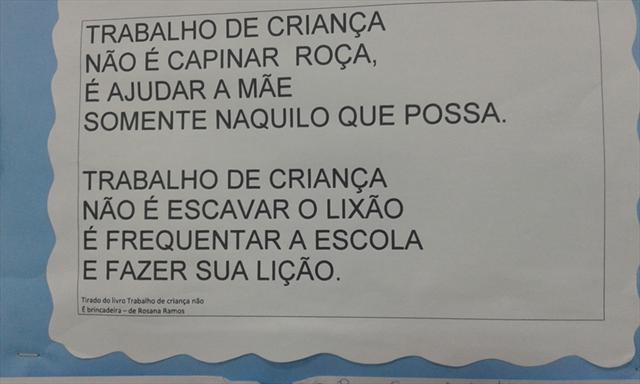 ESCOLA CEI DAVID CARNEIRO NO COMBATE AO TRABALHO INFANTIL