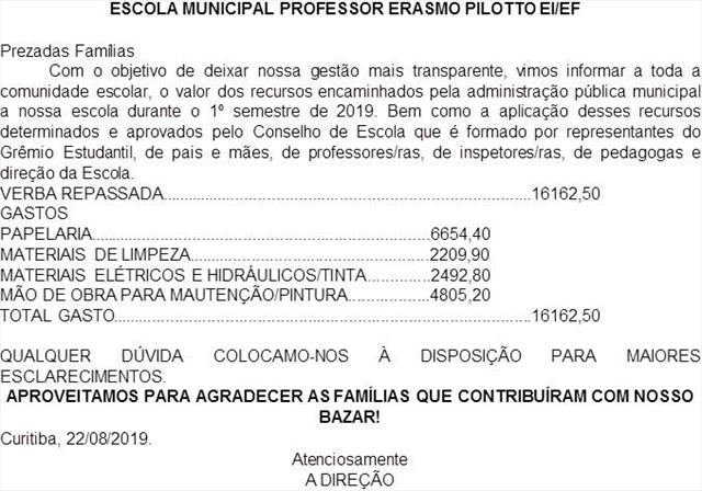 Prestação de Contas 2019