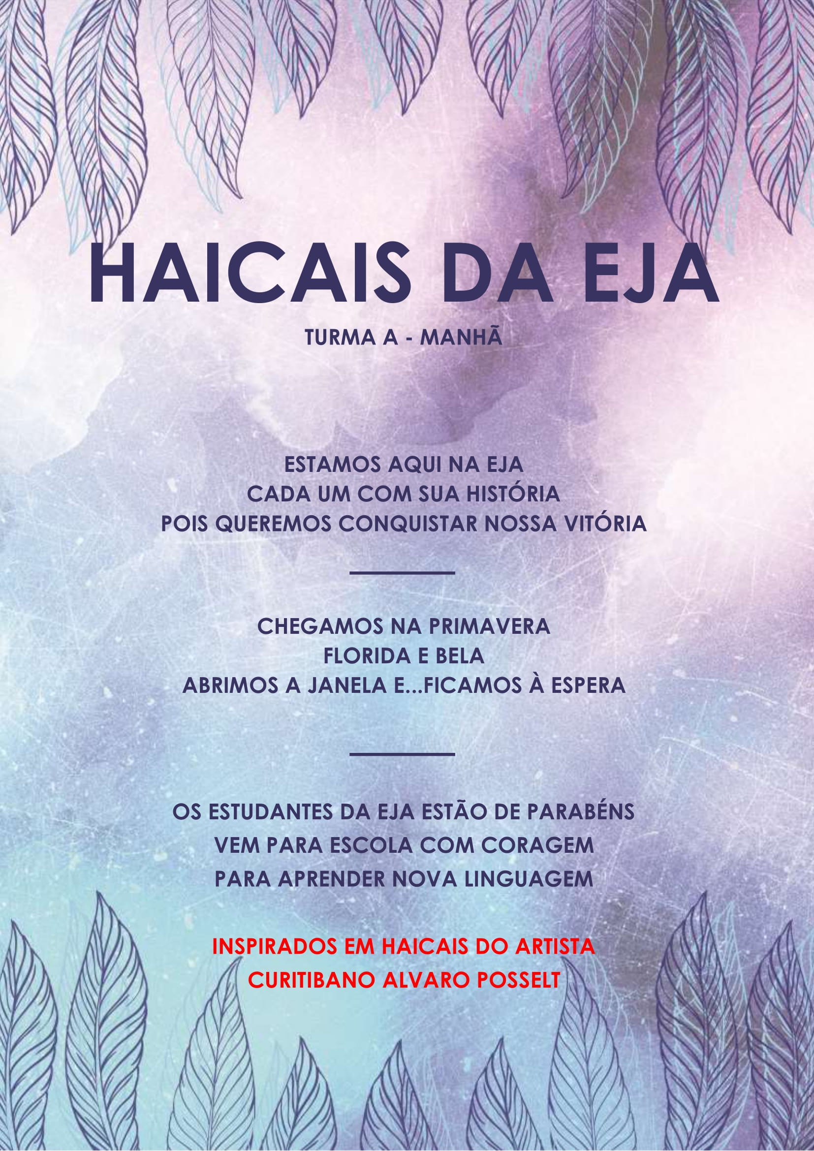 Haicais da EJA - trabalho realizado pelos estudantes