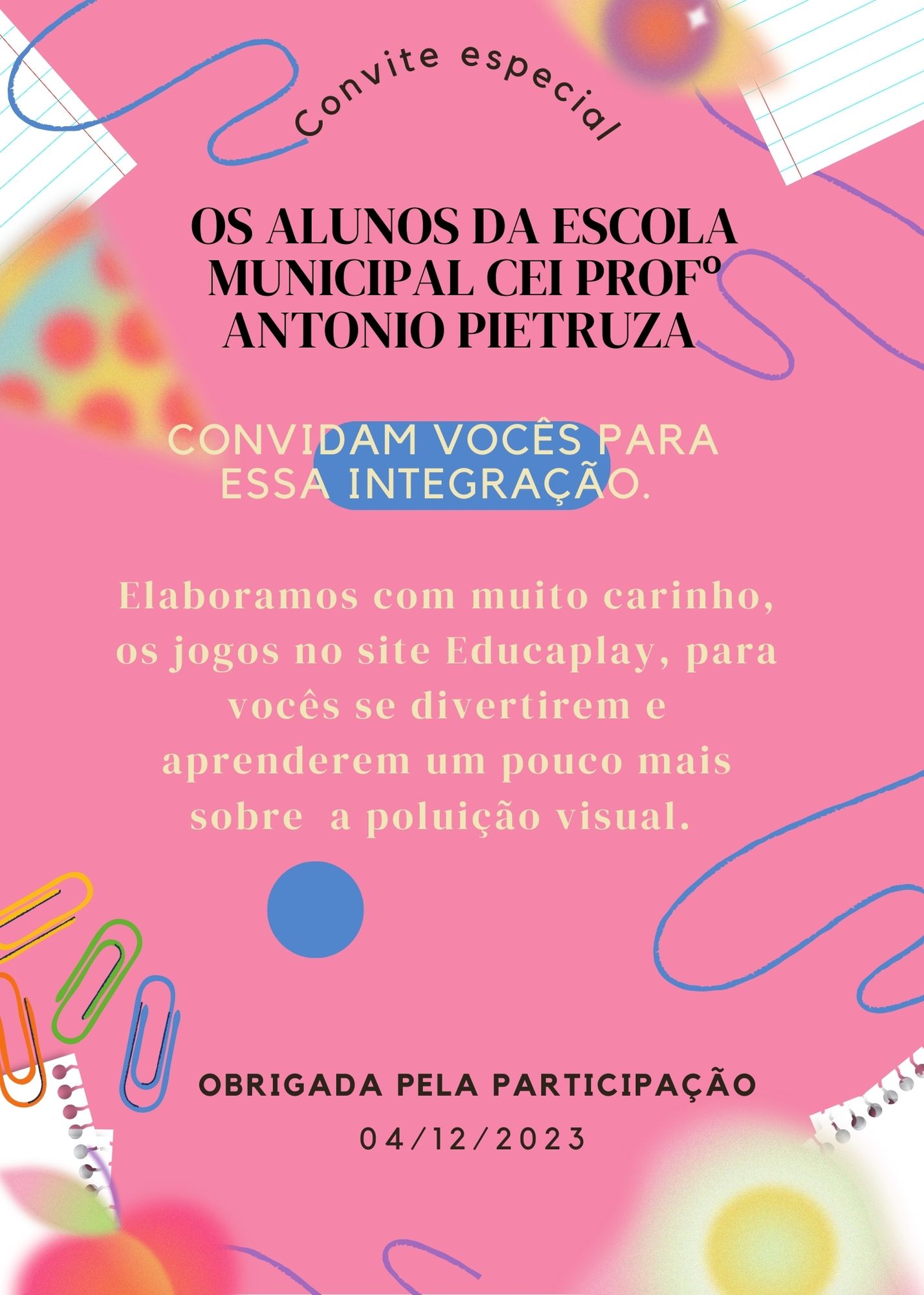 Convite para as escolas 