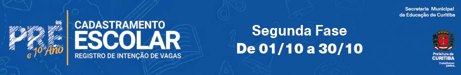 Cadastramento Escolar- 2ª fase- Pré e 1º ano 2027